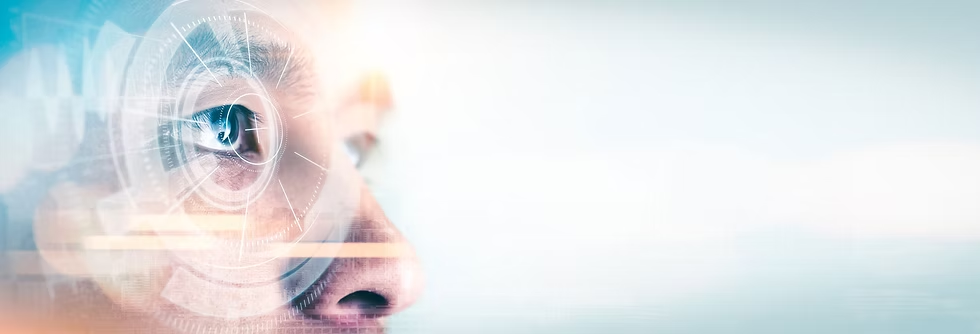 Abstract technology illustration with a luminous eye motif